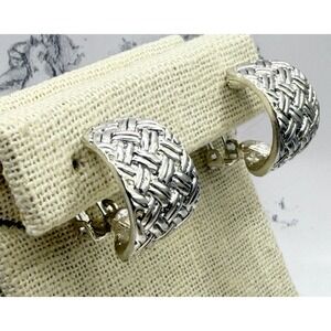 Laila Rowe Silver Tone Woven Clip On Hoop Earrings New‎
